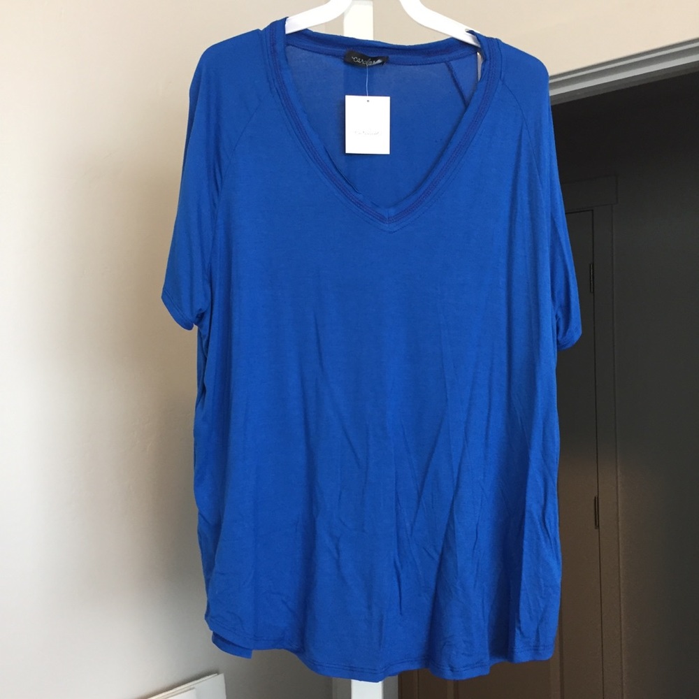 Blue V Neck Relaxed Tee